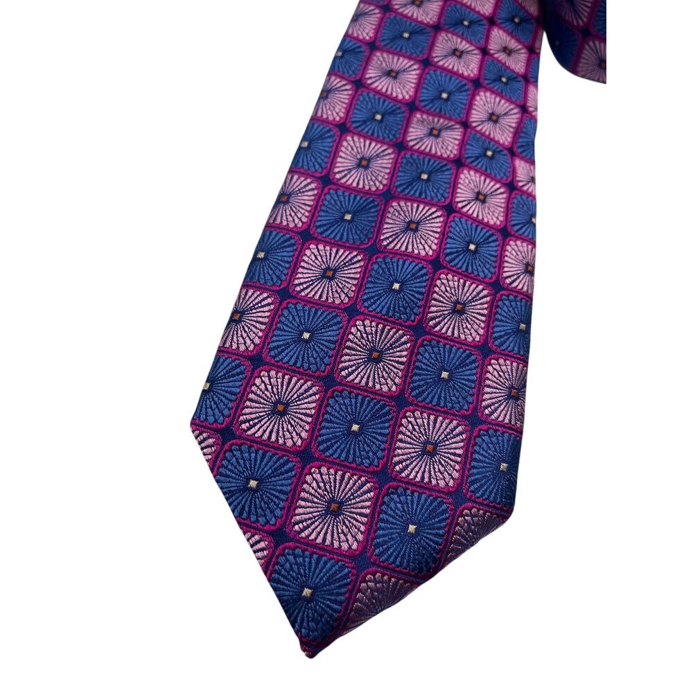 NWT $80 Ted Baker Silk Pink Blue Neck Tie Made in Italy